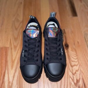 Palladium Black Combat Boots with Iridescent Detail